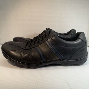 Born Striped Bicycle Toe Leather Lace-Up Shoes Black With Blue Mens 8.5 US 42 EU